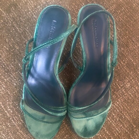 Reformation Green Velvet Heeled Sandal (Marylou) - Picture 3 of 6